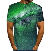 abordables Camisetas 3D-Hombre Graphic 3D Cielo estrellado Camiseta Tee Camisetas divertidas Manga Corta Camiseta Impresión 3D Escote Redondo Camisa Vintage Básico Casual Diario Amarillo Rojo Azul Piscina Ropa S M L XL 2XL