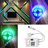 お買い得  WiFi&amp;音楽コントロール-10m33ftスマートsmd5050rgbledストリップライトwifiアプリ制御音楽同期作業withalexagoogleホームキッチンテレビパーティー180ledswith24キーコントローラーdc12v