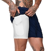 cheap Mens Active Shorts-Men&#039;s Sports Outdoor Athletic Breathable Quick Dry Moisture Wicking 2 in 1 with Phone Pocket Liner Solid Colored Activewear Dark Grey Black Stretchy