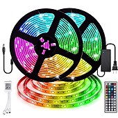 preiswerte Wasserdichte Streifenlichter-LED Lichtband LED-Streifen Lichter wasserdicht 2x5m RGB Tiktok Lichter 5050 smd 10mm Lichtsätze 300 LEDs mit 44key ir Controller 50w 12v 4a Netzteil Soft Light Strip Kit