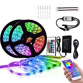 お買い得  WiFi&amp;音楽コントロール-スマート5050LEDストリップライトBluetoothWi-FiアプリRGB制御音楽同期10分33フィートクリスマスホームキッチンテレビパーティー300smd、24キーコントローラー付き