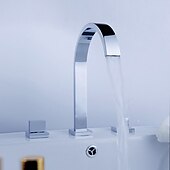 voordelige Met meerdere gaten-badkamer wastafelkraan - draaibaar / wijdverspreid / waterval chroom badrandcombinaties twee handgrepen drie gatenbadkranen