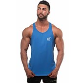 halpa Juoksupaidat ja tanktopit-Miesten Juoksutoppi Treenitoppi Hihaton Topit Puuvilla Hengittävä Pehmeä Nopea kuivuminen Kunto Kuntosaliharjoitus Aktiivinen koulutus Urheiluasut Urheiluvaatteet Yhtenäinen Musta Punainen Sininen