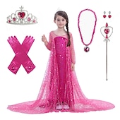 abordables Costumes pour filles-La Reine des neiges Princesse Elsa Robe Robe de demoiselle d&#039;honneur Combinaison A-ligne Robe à Motifs Cosplay de Film for Fille Journée des enfants Mascarade Mariage robe demoiselle d honneur
