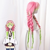 cheap Anime Wigs-mitsuri kanroji cosplay Demon Slayer: Kimetsu no Yaiba Kanroji Mitsuri Cosplay Wigs Women&#039;s Braid 40 inch Heat Resistant Fiber Plaited Pink Adults&#039; Anime Wig Halloween Wig