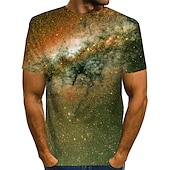 abordables Camisetas 3D-Hombre Graphic 3D Cielo estrellado Camiseta Tee Camisetas divertidas Manga Corta Camiseta Impresión 3D Escote Redondo Camisa Vintage Básico Casual Diario Amarillo Rojo Azul Piscina Ropa S M L XL 2XL