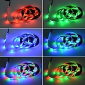 cheap USB Strip Lights-LED Strip Lights (2x5M)10M 32.8ft 2835 RGB 600LEDs 8mm Strips Lighting Flexible Color Changing with 44 Key IR Remote Ideal for Home Kitchen Christmas TV Back Lights DC 12V