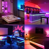 abordables Contrôle à distance-LOENDE 3x5M bandes lumineuses LED Ruban LED Flexibles Ensemble de Luminaires 900 LED 2835 SMD 8mm 1 set RGB Noël Nouvel An Créatif Découpable Décorative 12 V  Auto-Adhésives