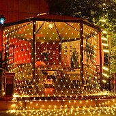 Χαμηλού Κόστους Plug In Ηλεκτρικό-led net net string 6m x 4m 672 leds net lights lights curtain lights for Christmas holiday party decor outdoor string string lights with 8 modes non-waterproofable linkable 220-240v