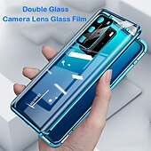 رخيصةأون جراب للهواتف الأخرى-هاتف غطاء من أجل هواوي Hwawei P40 P30 P20 Pro Lite غطاء كامل للجسم شفاف حماية كاملة للجسم جهتين مضاعفتين لون سادة زجاج مقوى معدن