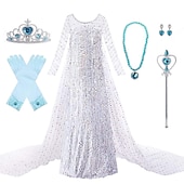 abordables Costumes pour filles-La Reine des neiges Princesse Elsa Robe Robe de demoiselle d&#039;honneur Combinaison A-ligne Robe à Motifs Cosplay de Film for Fille Journée des enfants Mascarade Mariage robe demoiselle d honneur