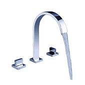 voordelige Met meerdere gaten-badkamer wastafelkraan - draaibaar / wijdverspreid / waterval chroom badrandcombinaties twee handgrepen drie gatenbadkranen