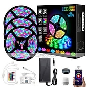 Χαμηλού Κόστους Έλεγχος μέσω WiFi-15m 49ft smart wifi led strip light work with alexa google music sync tv backlight 2835 rgb smd ir 24 key controller with 12v 3a adapter kit