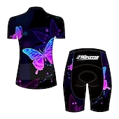 tanie Zestawy ubrań dla kobiet-Damskie Koszulka z szortami na rower Krótki rękaw Kolarstwo górskie Kolarstwie szosowym Lato Wiosna Jesień Niebieski Pomarańczowy Zielony Jednokolorowe Motyl Gradient Wzory Śmieszne Rower Wkładka 3D