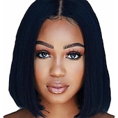 abordables Perruques de qualité supérieure-perruques noires pour femmes perruque synthétique perruque droite bob cheveux synthétiques noirs courts 14 pouces design à la mode simple pour femmes habillage facile noir