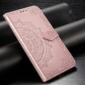 お買い得  その他のスマホケース-電話 ケース 用途 Huawei P40 P40 Pro P40ライト ウォレットカードケース スタンド付き フリップ ウォレット フラワー TPU PUレザー