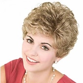 cheap Older Wigs-Synthetic Wig Curly Matte Short Bob Wig Short Light golden Synthetic Hair 6 inch Women&#039;s Best Quality curling Fluffy Blonde