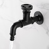 economico Da muro-rubinetto esterno, rubinetto a parete in stile industriale, rubinetto da cucina classico installato a parete nero / oro solo con acqua fredda