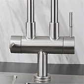 Недорогие Многофункциональный-смеситель для кухни, нержавеющая сталь sus304, матовый никель, 2 режима, одна ручка, одно отверстие, стандартный носик, современные кухонные смесители