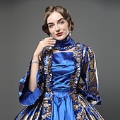 preiswerte Kleider-Rokoko Viktorianisch Cocktailkleid Lange Länge Kleid Partykostüm Maskerade Übergröße Normal Gedicht Übergrössen Ballkleid Kostüm Damen königlich Party Abschlussball Karneval von Venedig Kleid