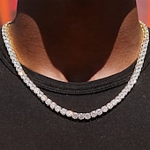 economico Gioielli, collane e anelli da uomo-Per uomo 1 pc Gemelli Collane a catena collana lunga Da sera Mascherata Catena da tennis pavimentare Punk blinging Argento Dorato