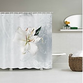 baratos Cortinas de Banho-Toalha de Chuveiro de Tecido Impermeável 180cm*180cm (70&quot;*70&quot;) com Ganchos Bonito Impresso Digital Splash d&#039;água para Decoração de Banheiro Cortinas Liner para Banheira Coberta