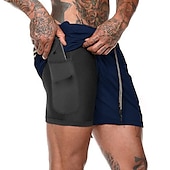 cheap Mens Active Shorts-Men&#039;s Sports Outdoor Athletic Breathable Quick Dry Moisture Wicking 2 in 1 with Phone Pocket Liner Solid Colored Activewear Dark Grey Black Stretchy