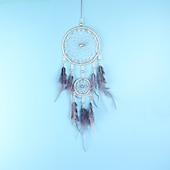 economico Acchiappasogni-boho acchiappasogni regalo fatto a mano appeso a parete arredamento arte ornamento mestiere piuma perline per bambini camera da letto festa di nozze 50*11 cm