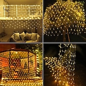 Χαμηλού Κόστους Plug In Ηλεκτρικό-led net net string 6m x 4m 672 leds net lights lights curtain lights for Christmas holiday party decor outdoor string string lights with 8 modes non-waterproofable linkable 220-240v