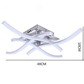 cheap Flush Mounts &amp; Semi Flush Mounts-4-Light Ceiling Light LED Wave Design Modern Metal Bedroom Office Dining Room 85-265V