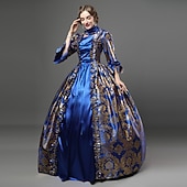 preiswerte Kleider-Rokoko Viktorianisch Cocktailkleid Lange Länge Kleid Partykostüm Maskerade Übergröße Normal Gedicht Übergrössen Ballkleid Kostüm Damen königlich Party Abschlussball Karneval von Venedig Kleid