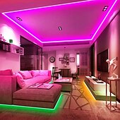 Недорогие Wi-Fi и управление музыкой-светодиодные ленты, Wi-Fi, смарт-приложение, управляемый комплект, 20 м, 66 футов, RGB, изменение цвета, smd 5050, работа со смартфоном, блок питания google alexa 12v 20a