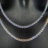 economico Gioielli, collane e anelli da uomo-Per uomo 1 pc Gemelli Collane a catena collana lunga Da sera Mascherata Catena da tennis pavimentare Punk blinging Argento Dorato