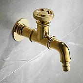 economico Da muro-rubinetto esterno, rubinetto a parete in stile industriale, rubinetto da cucina classico installato a parete nero / oro solo con acqua fredda