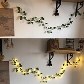 economico Striscie luci a batteria-elegante festa di ricevimento di nozze 4 pezzi 2m ghirlanda di edera artificiale piante finte led fata stringa luce foglia appesa per casa festa di nozze decorazione giardino pensile cortile (senza