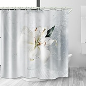 baratos Cortinas de Banho-Toalha de Chuveiro de Tecido Impermeável 180cm*180cm (70&quot;*70&quot;) com Ganchos Bonito Impresso Digital Splash d&#039;água para Decoração de Banheiro Cortinas Liner para Banheira Coberta