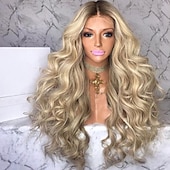abordables Perruques de qualité supérieure-Perruque Synthétique Bouclé Partie médiane Perruque Blond Très long Blond Cheveux Synthétiques 26 pouce Femme Cheveux Colorés curling Duveteux Blond / Usage quotidien