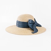 preiswerte Partyhut-Hüte Naturfaser Flachs Fischerhut Strohhut Casual Elegant Mit Schleife Kopfschmuck Kopfbedeckung