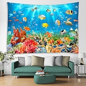 cheap Animal Tapestries-Wall Tapestry Art Decor Blanket Curtain Picnic Tablecloth Hanging Home Bedroom Living Room Dorm Decoration Animal Fish Underwater World