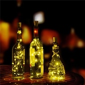 economico Striscie luci ad energia solare-solare bottiglia di vino luci della stringa decorazione di cerimonia nuziale all&#039;aperto 2 m 20 led lucine con sughero impermeabile luce di natale rame ghirlanda patio giardino luci della stringa 10