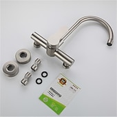 cheap Rotatable-Kitchen Faucet,Stainless Steel Rotatable Wall Mounted Single Handle Two Holes Kitchen Taps with Hot and Cold Switch