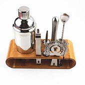 cheap Barware-Insulated Cocktail Shaker Mixer Bartender Kit 10pcs Cocktail Shaker Mixer Stainless Steel 550ml Bar Tool Set with Stylish Bamboo Stand Perfect Home Bartending Kit and Martini Cocktail Shaker Set