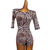 baratos Tops e Conjuntos-Dança Latina Collant / Pijama Macacão Estampa Mulheres Espetáculo Meia Manga Elastano