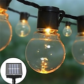 economico Striscie luci ad energia solare-elegante festa di ricevimento di nozze luci a globo per esterni luci solari a led per matrimonio 6m-30 lampadine 5m-20 lampadine luci da giardino per matrimonio impermeabili per layout di festa di