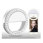 cheap Ring Lights-2pcs Selfie Ring Light Portable Clip for Smart Phone Photography Camera Video 3 Modes Dimmable AAA Batteries Powered