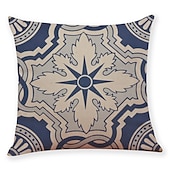 baratos estilo geométrico-Capa de almofada com 9 peças com impressão de padrão geométrico simples casual quadrada tradicional clássica falsa almofada de linho para sofá-cama poltrona