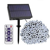 economico Striscie luci ad energia solare-Luci solari da esterno da 100 m con telecomando, 800 LED, 8 modalità, dimmerazione&amp;amp;timer, luci da giardino di Natale impermeabili in bianco caldo, bianco&amp;amp; blu