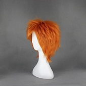 Χαμηλού Κόστους Ανδρικές περούκες-cosplay κοστούμι περούκα cosplay περούκα shugo chara ίσιο cosplay ασύμμετρο με κτυπήματα περούκα κοντά πορτοκαλί συνθετικά μαλλιά 14 ιντσών ανδρικό anime cosplay πορτοκαλί