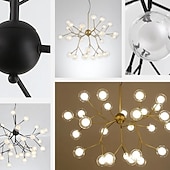 olcso Műhold-27 fényű 75 cm-es csillár led függő könnyű fém üveg sputnik festett felületek művészi földgömb 110-120v 220-240v
