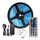 お買い得  リモコンコントロール-5m 16.4ftledストリップライトrgbtvバックライト寝室キッチン装飾300x 5050smd ir44keyリモコン自己接着色変更